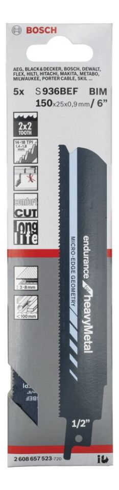 Bosch - Endurance Serisi Ağır Metal için Panter Testere Bıçağı S 936 BEF - 5'li