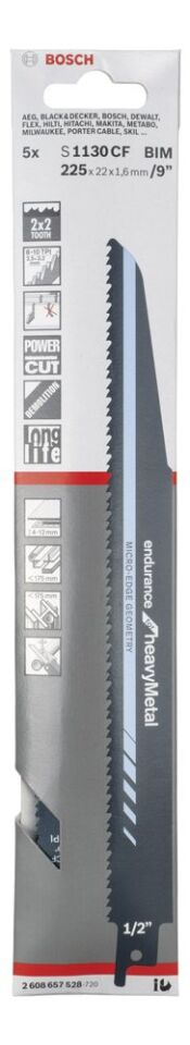 Bosch - Endurance Serisi Ağır Metal için Panter Testere Bıçağı S 1130 CF - 5'li