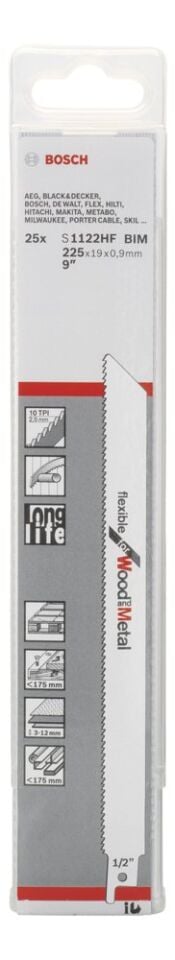 Bosch - Flexible Serisi Ahşap Ve Metal için Panter Testere Bıçağı S 1122 HF - 25'li