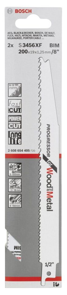 Bosch - Progressor Serisi Ahşap Ve Metal için Panter Testere Bıçağı S 3456 XF - 2'li