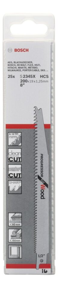 Bosch - Progressor Serisi Ahşap için Panter Testere Bıçağı S 2345 X - 25'li