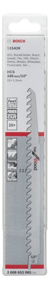 Bosch - Top Serisi Ahşap için Panter Testere Bıçağı S 1542 K - 25'li