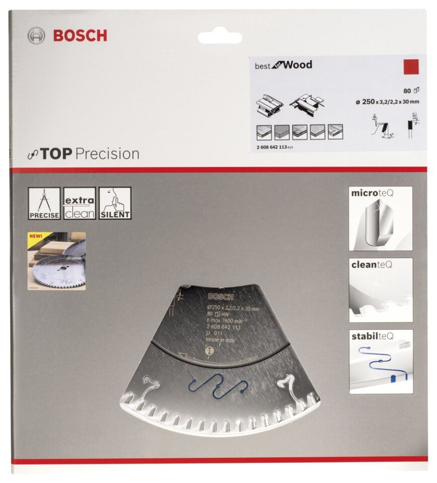 Bosch - Best Serisi Hassas Kesim Ahşap için Daire Testere Bıçağı 250*30 mm 80 Diş