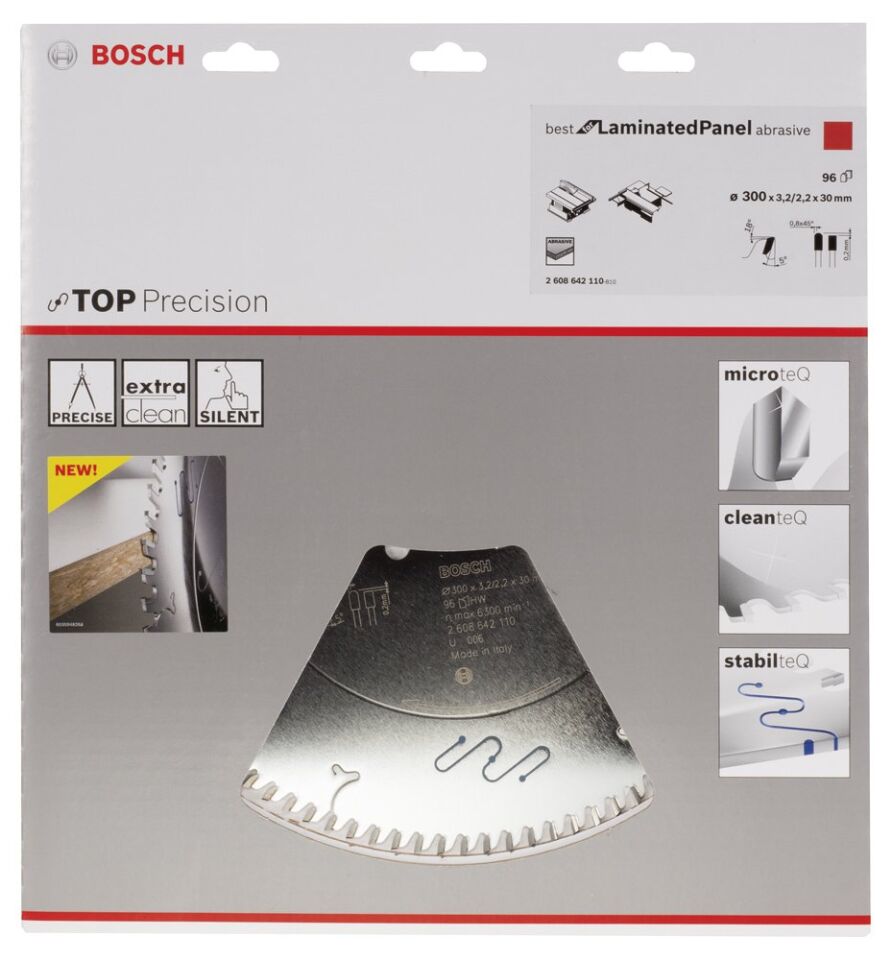 Bosch - Best Serisi Hassas Kesim Aşındırıcı Kaplamalı Lamine Panel için Daire Testere Bıçağı 300*30 mm 96 Diş