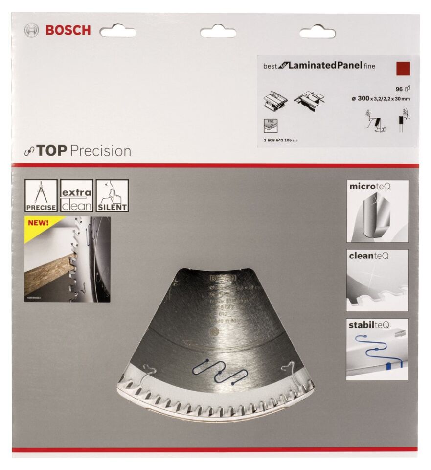 Bosch - Best Serisi Hassas Kesim Cilalı Plaka Malzemeleri için Daire Testere Bıçağı 300*30mm 96 Diş