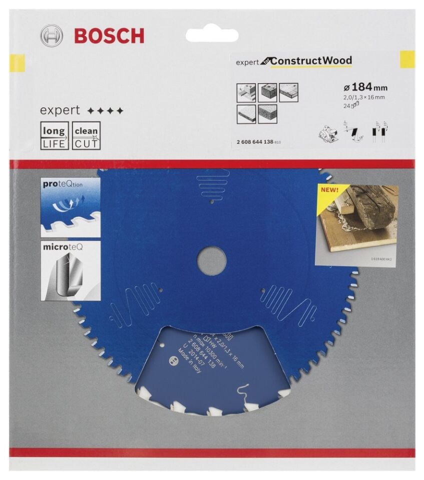 Bosch - Expert Serisi İnşaat Ahşabı için Daire Testere Bıçağı 184*16 mm 24 Diş