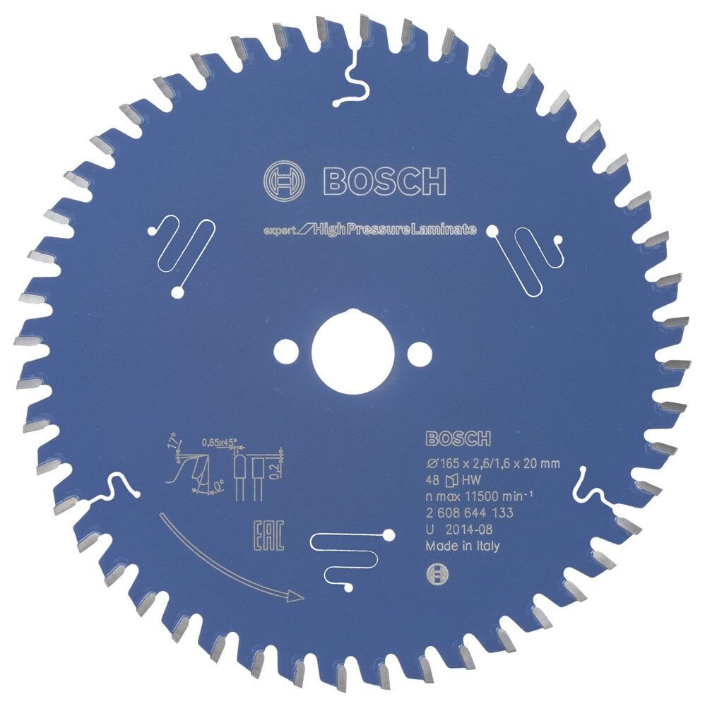 Bosch - Expert Serisi Yüksek Basınçlı Lamine Panel ve Trespa için Daire Testere Bıçağı 165*20 mm 48 Diş