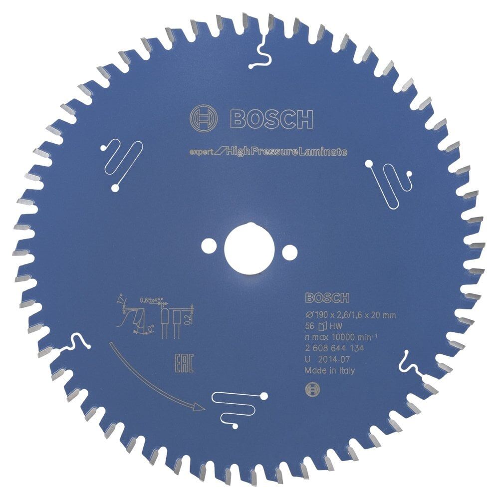 Bosch - Expert Serisi Yüksek Basınçlı Lamine Panel ve Trespa için Daire Testere Bıçağı 190*20 mm 56 Diş
