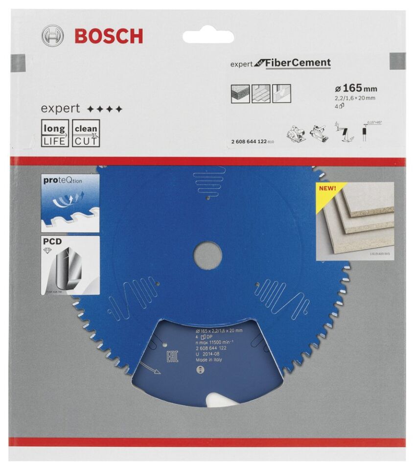 Bosch - Expert Serisi Lifli Çimento Ve Alçıpan için Daire Testere Bıçağı 165*20 mm 4 Diş