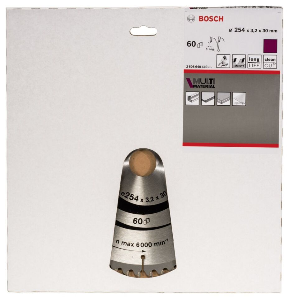 Bosch - Standard for Serisi Çoklu Malzeme için Daire Testere Bıçağı 254*30 mm 60 Diş
