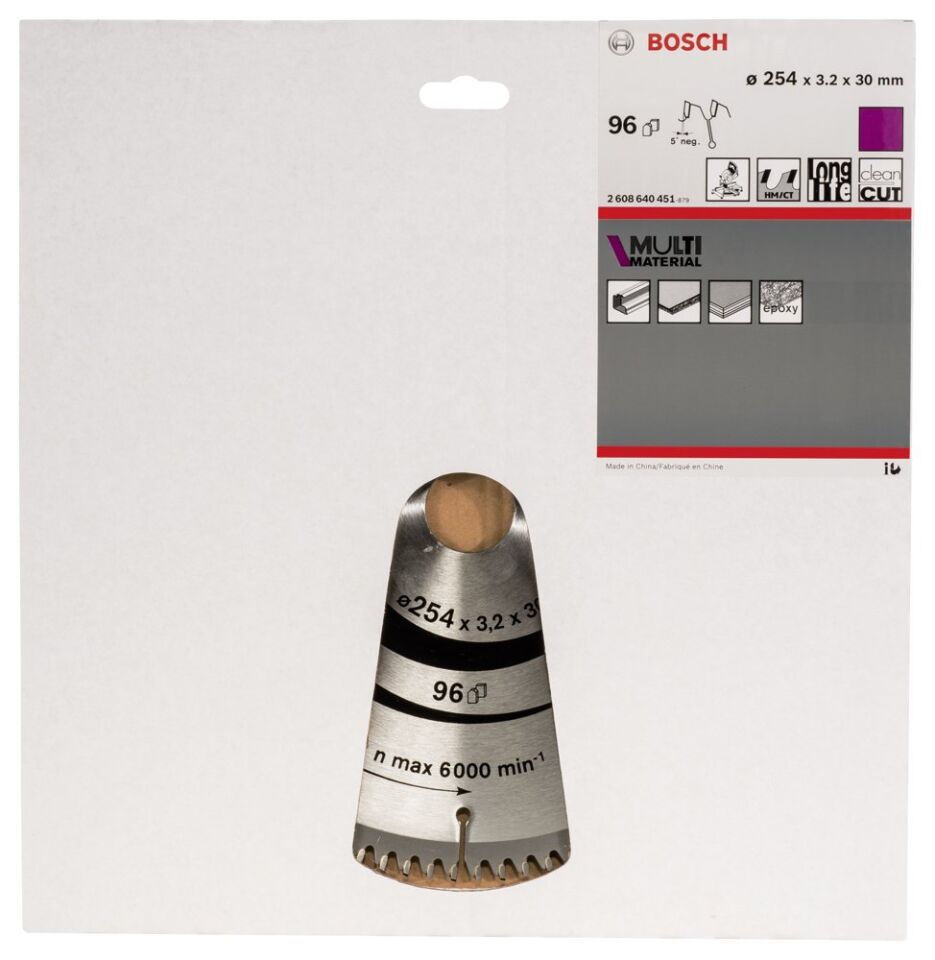 Bosch - Standard for Serisi Çoklu Malzeme için Daire Testere Bıçağı 254*30 mm 96 Diş