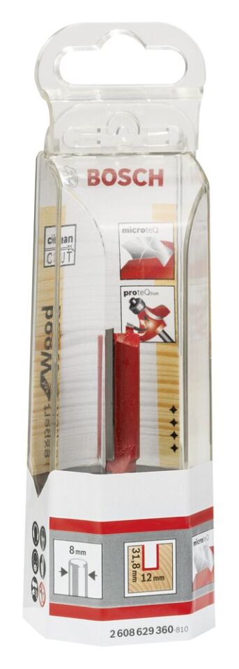 Bosch - Expert Serisi Ahşap İçin Çift Oluklu, Sert Metal Düz Freze Ucu 8*12*63,8 mm