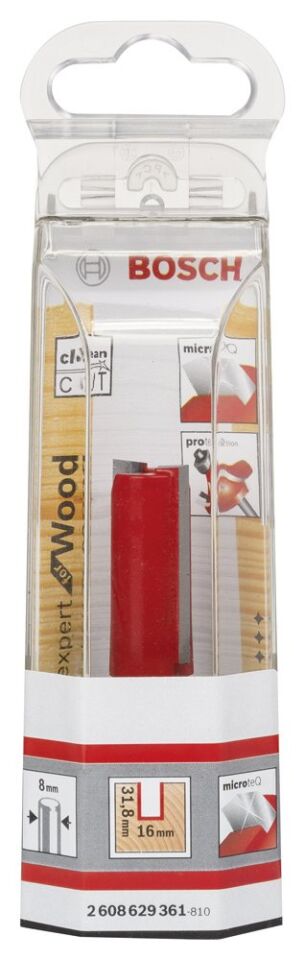 Bosch - Expert Serisi Ahşap İçin Çift Oluklu, Sert Metal Düz Freze Ucu 8*16*66 mm