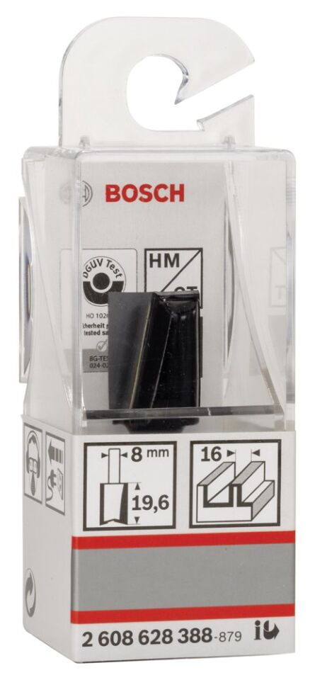 Bosch - Standard Seri Ahşap İçin Çift Oluklu, Sert Metal Düz Freze Ucu 8*16*51mm