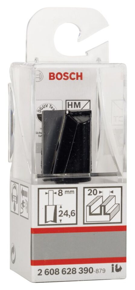 Bosch - Standard Seri Ahşap İçin Çift Oluklu, Sert Metal Düz Freze Ucu 8*20*56mm