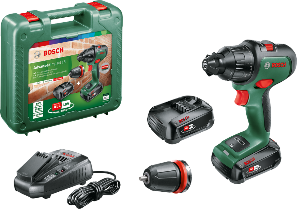 Bosch AdvancedImpact 18 Çift Akülü Darbeli Delme Vidalama Makinesi 18V  (2 x 2,5 Ah) + Şarj Cihazı AL 1830 CV