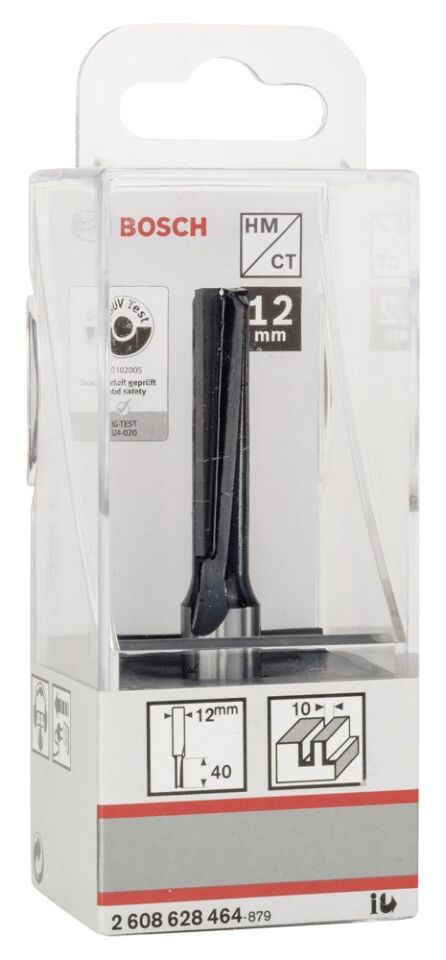 Bosch - Standard Seri Ahşap İçin Çift Oluklu, Sert Metal Ekstra Uzun Düz Freze Ucu 12*10*81mm