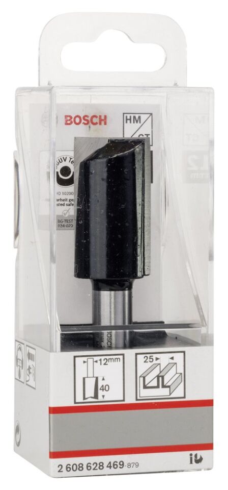 Bosch - Standard Seri Ahşap İçin Çift Oluklu, Sert Metal Ekstra Uzun Düz Freze Ucu 12*25*81mm