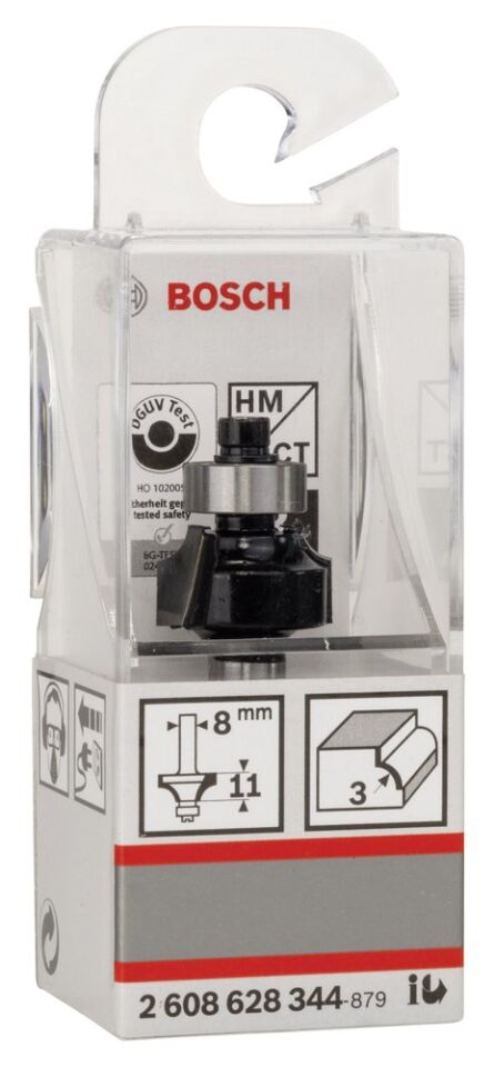 Bosch - Standard Seri Ahşap İçin Çift Oluklu, Sert Metal Bilya Yataklı Yuvarlama Frezesi 8*3*53 mm