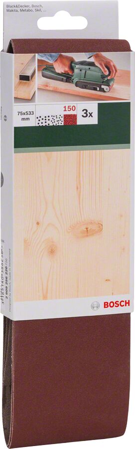 Bosch - Tank Zımpara Kağıdı 3'lü, 75 x 533 mm 150 Kum