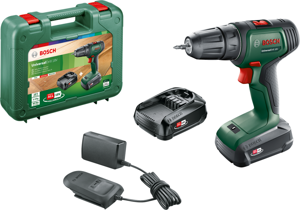 Bosch UniversalDrill 18 Çift Akülü Delme Vidalama Makinesi (2 x 1,5Ah)
