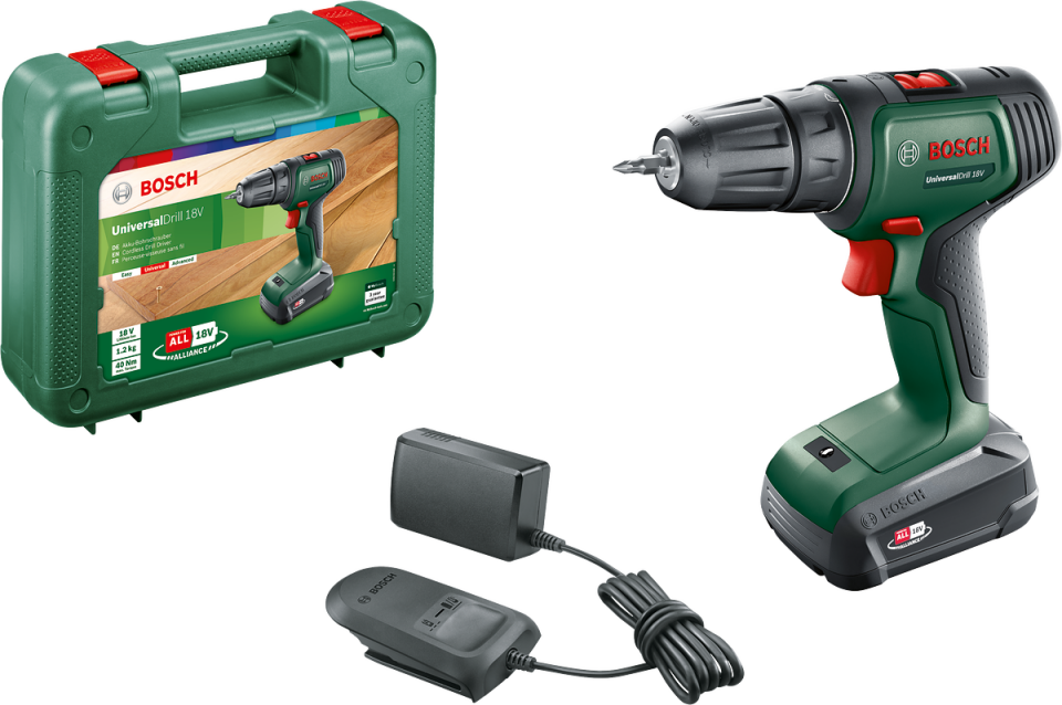 Bosch UniversalDrill 18 Tek Akülü Delme Vidalama Makinesi (1 x 1,5Ah)