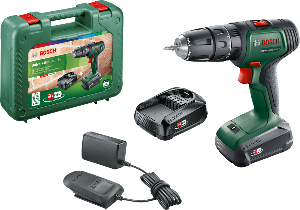 Bosch UniversalImpact 18 Çift Akülü Darbeli Delme Vidalama Makinesi (2 x 1,5Ah)