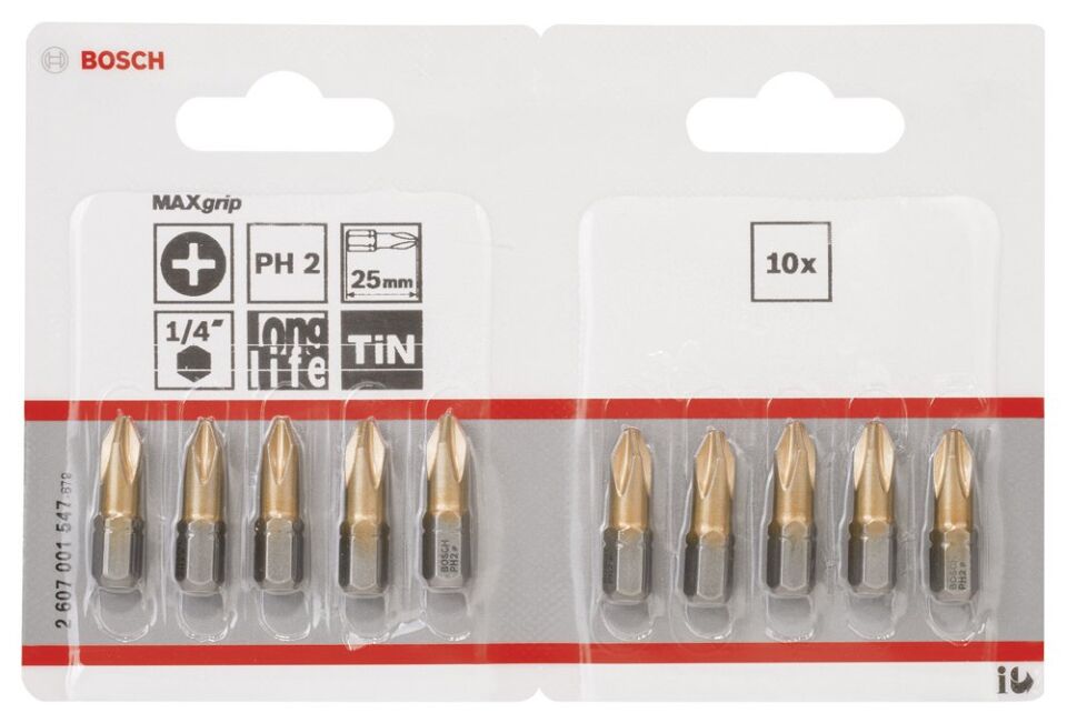 Bosch - Max Grip Serisi Vidalama Ucu PH2*25 mm 10'lu