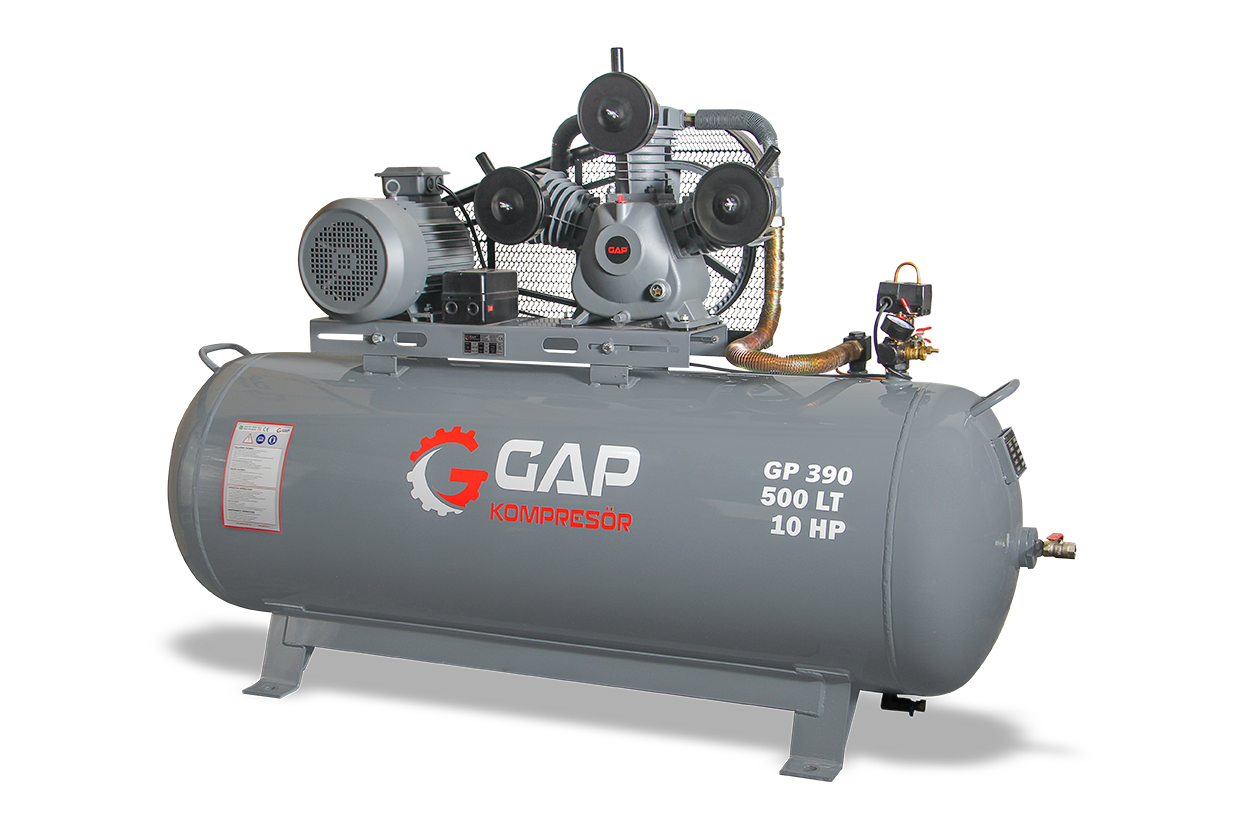 GAP 500 Lt 3 Kafa 8 Bar 10 Hp Pistonlu Hava Kompresörü