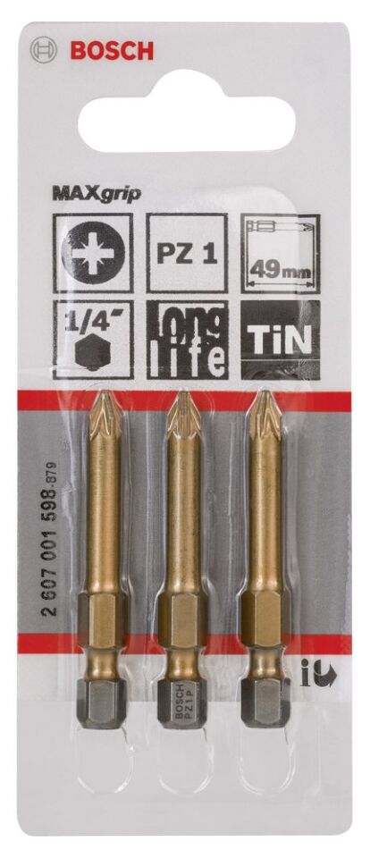 Bosch - Max Grip Serisi Vidalama Ucu PZ 1*49 mm 3'lü
