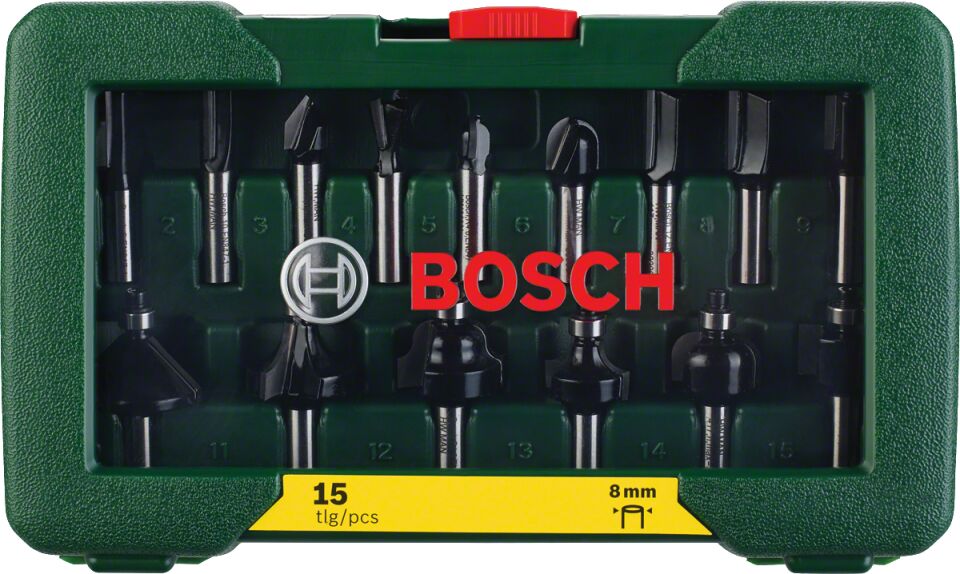 Bosch - 15 Parça Freze Seti 8 mm Şaftlı