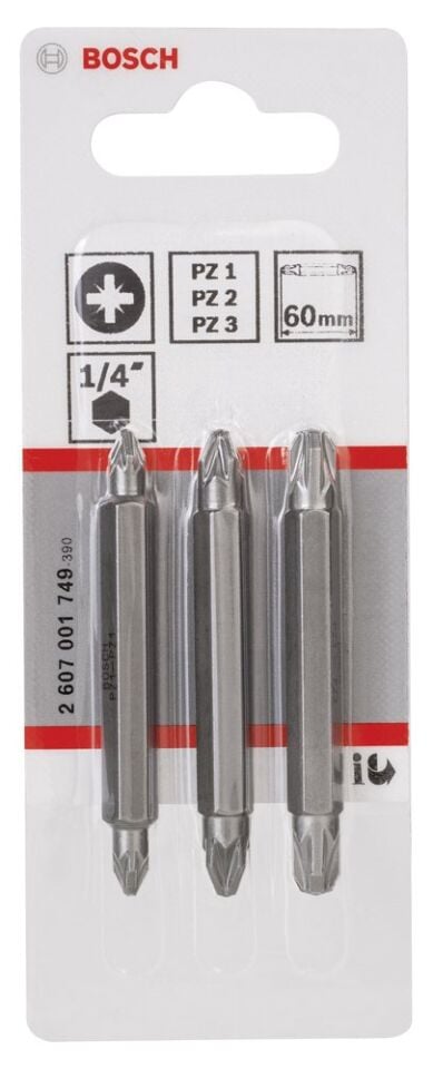 Bosch - Çift Taraflı Vidalama ucu PZ1/2/3*60 mm 3'lü