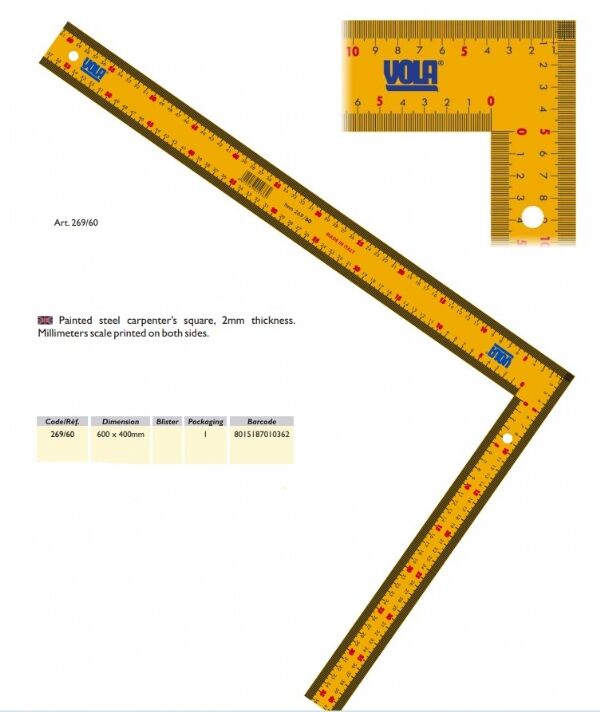 ÇELİK MARANGOZ GÖNYE 269/60 600X400X2mm