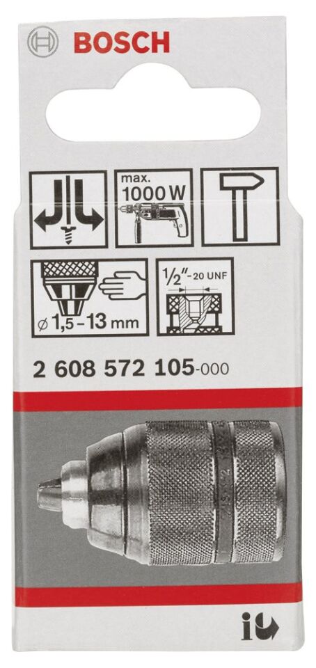 Bosch - 1,5-13 mm - 1/2''-20 Anahtarsız Mandren