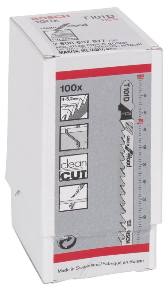 Bosch - Temiz Kesim Serisi Ahşap İçin T 101 D Dekupaj Testeresi Bıçağı - 100'Lü Paket