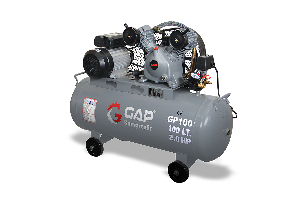 GAP 100 Lt 2 Kafa 8 Bar 2 Hp Pistonlu Hava Kompresörü