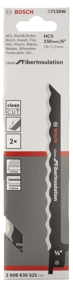 Bosch - Clean for Serisi Elyaflı Yalıtım Malzemeleri için Panter Testere Bıçağı S 713 AW