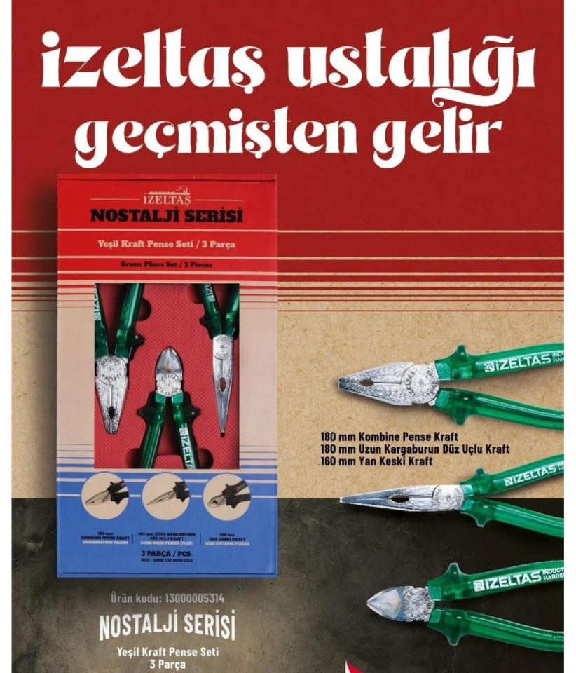 İzeltaş Yeşil Kraft Pense Seti 3'lü